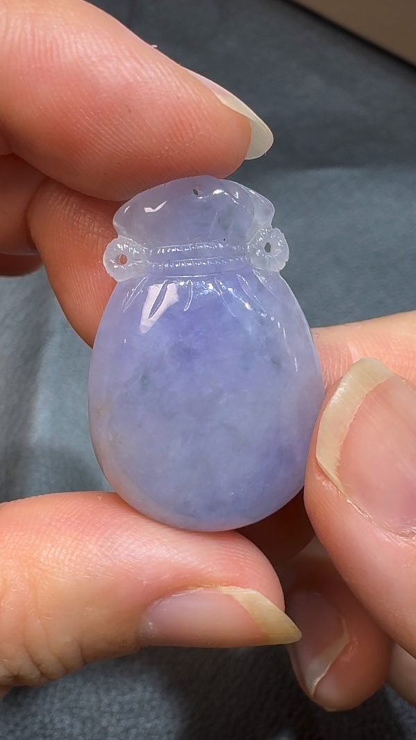 翡翠直播商品#87-天然A級翡翠紫羅蘭錢袋福袋翡翠吊墜 - Image 6
