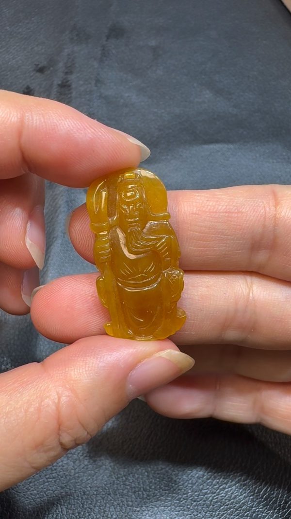 翡翠直播商品#93 -黃翡翠關公翡翠吊墜 - Image 5