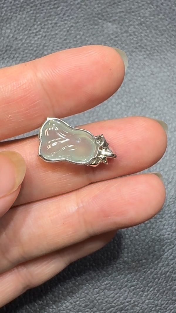 翡翠直播商品#100-18K白金鑽石老坑種翡翠白菜翡翠吊墜 - Image 5