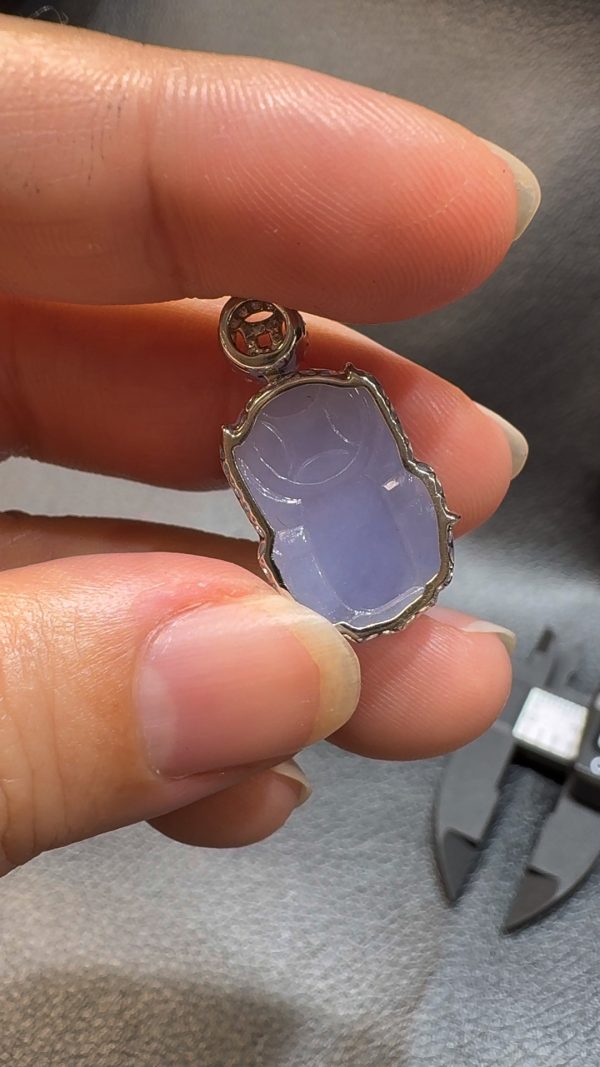 翡翠直播商品#110-18K白金鑽石紫羅蘭貔貅吊墜 - Image 5