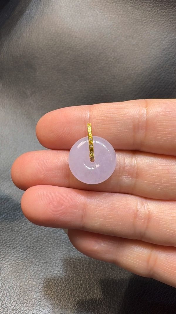 翡翠直播商品#111-18K黃金紫羅蘭小平安扣 - Image 4