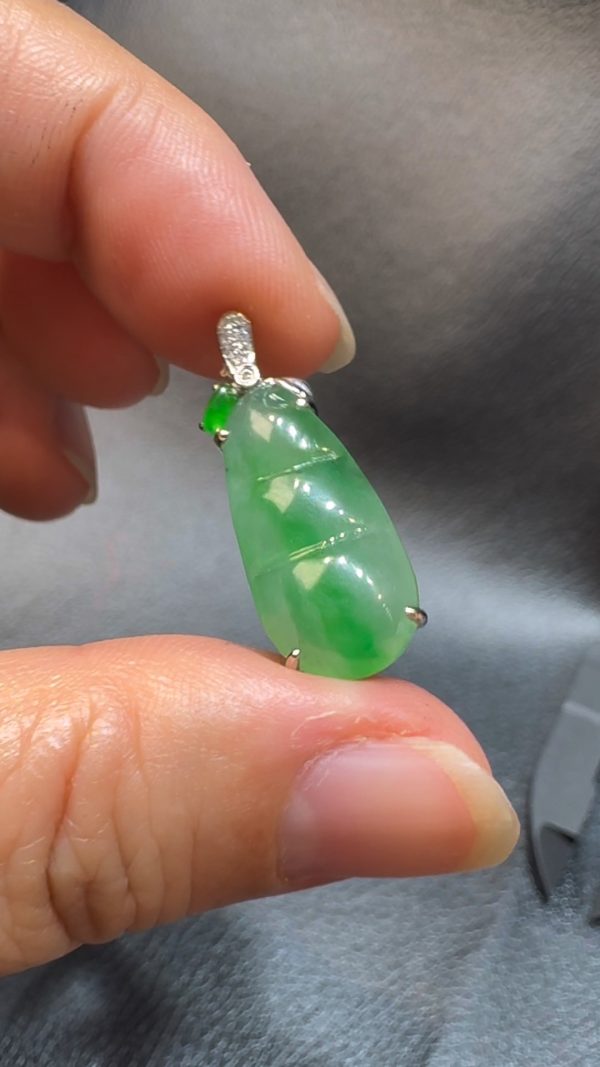 翡翠直播商品#112-18K白金福到福豆吊墜 - Image 5