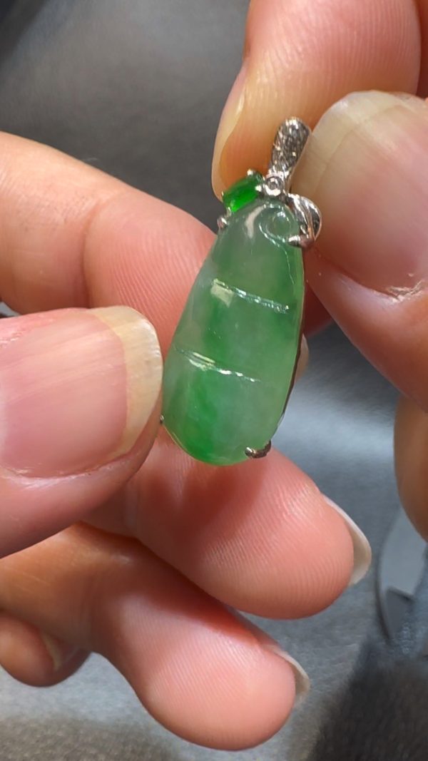 翡翠直播商品#112-18K白金福到福豆吊墜 - Image 4