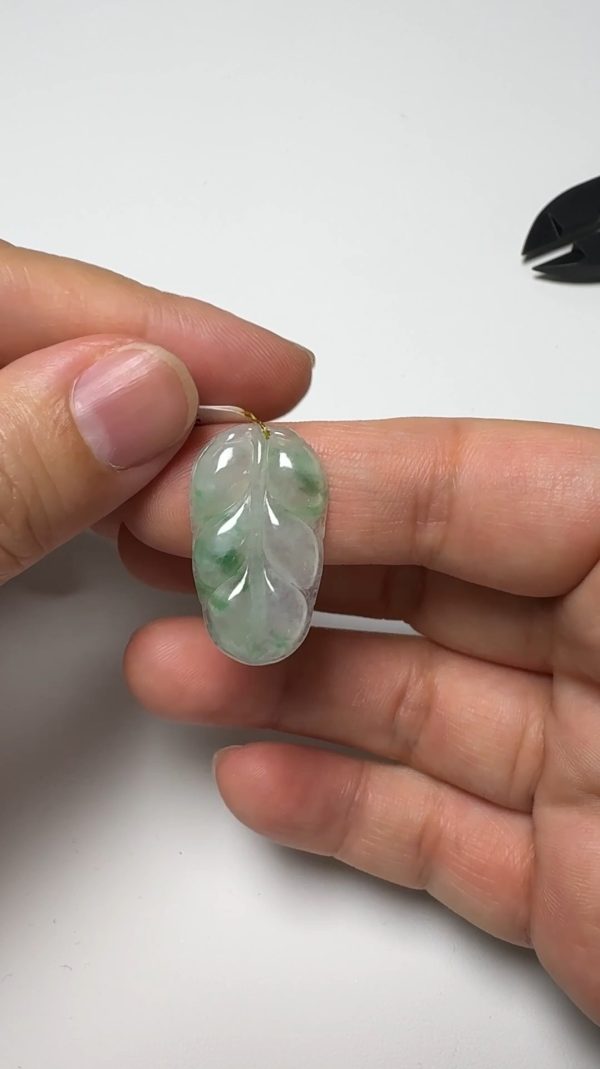 翡翠直播商品#136-樹葉玉葉翡翠吊墜 - Image 5