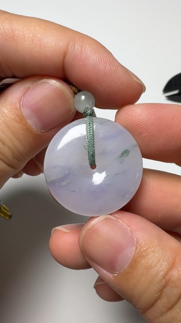 翡翠直播商品#142-飄花紫羅蘭平安扣翡翠吊墜