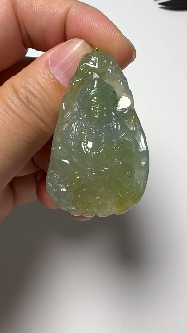 翡翠直播商品#154-黃翡黃財神翡翠吊墜 - Image 2