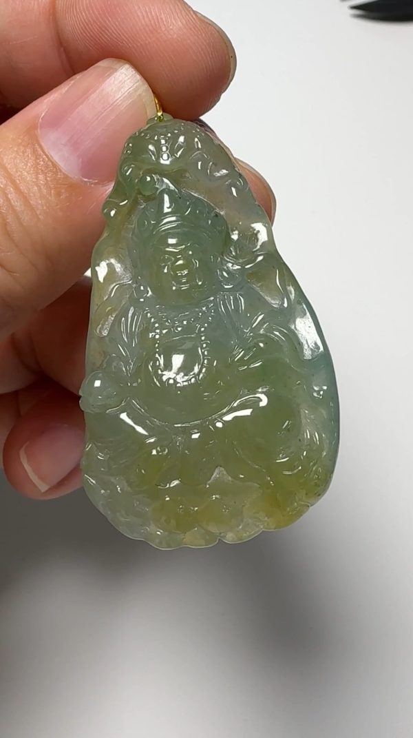 翡翠直播商品#154-黃翡黃財神翡翠吊墜 - Image 5