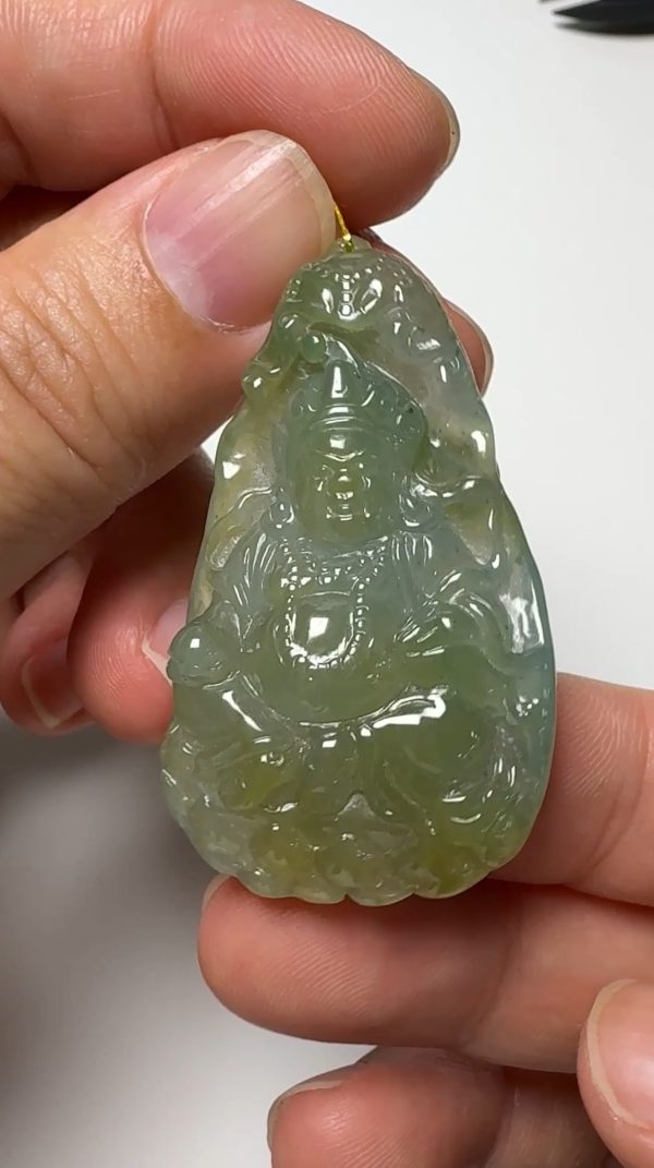翡翠直播商品#154-黃翡黃財神翡翠吊墜 - Image 7