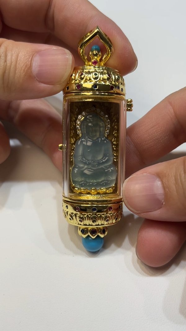 翡翠直播商品#171-銅托觀音吊墜挂件