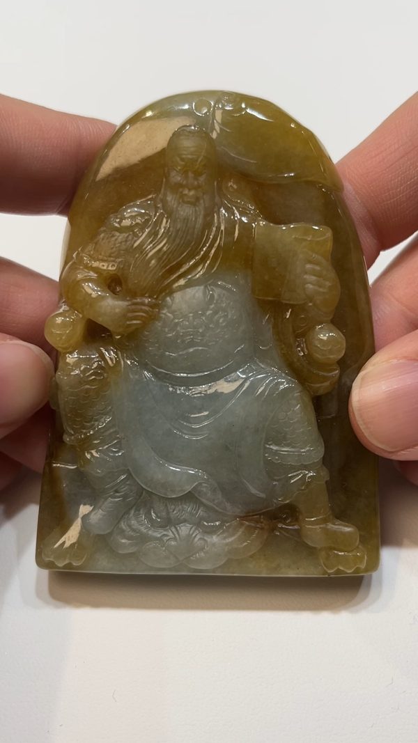 翡翠直播商品#175-黃翡關公關羽武財神吊墜 - Image 2