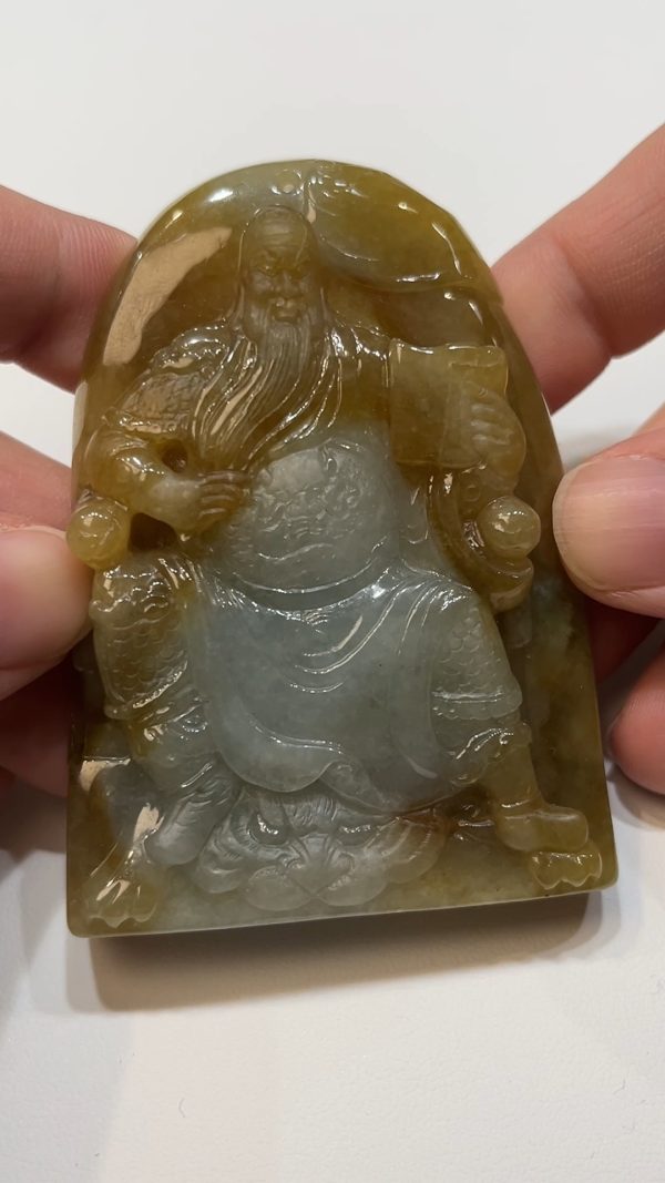翡翠直播商品#175-黃翡關公關羽武財神吊墜 - Image 3