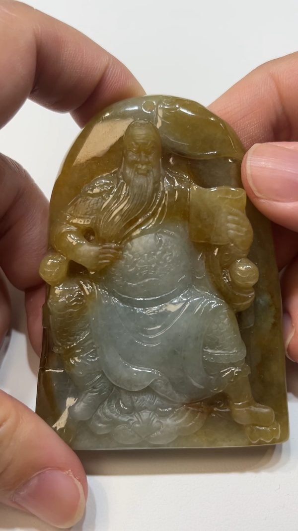 翡翠直播商品#175-黃翡關公關羽武財神吊墜 - Image 7