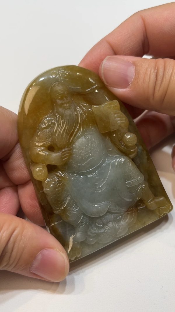 翡翠直播商品#175-黃翡關公關羽武財神吊墜 - Image 9