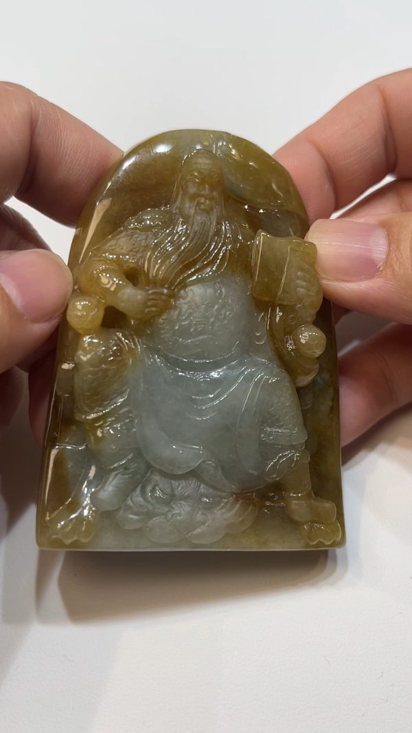翡翠直播商品#175-黃翡關公關羽武財神吊墜 - Image 10
