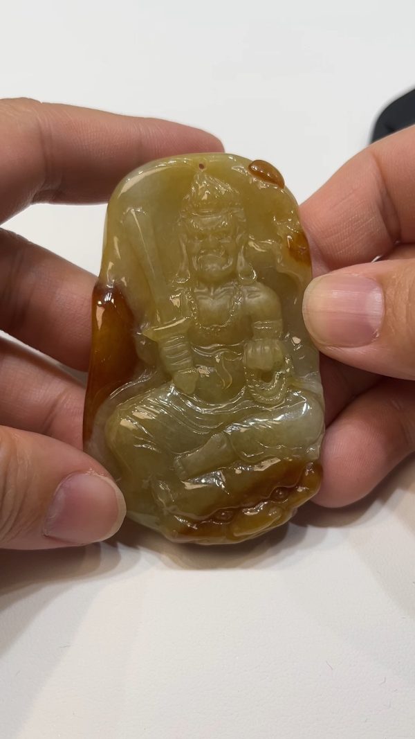 翡翠直播商品#176-黃翡不動明王不動尊菩薩翡翠吊墜 - Image 2