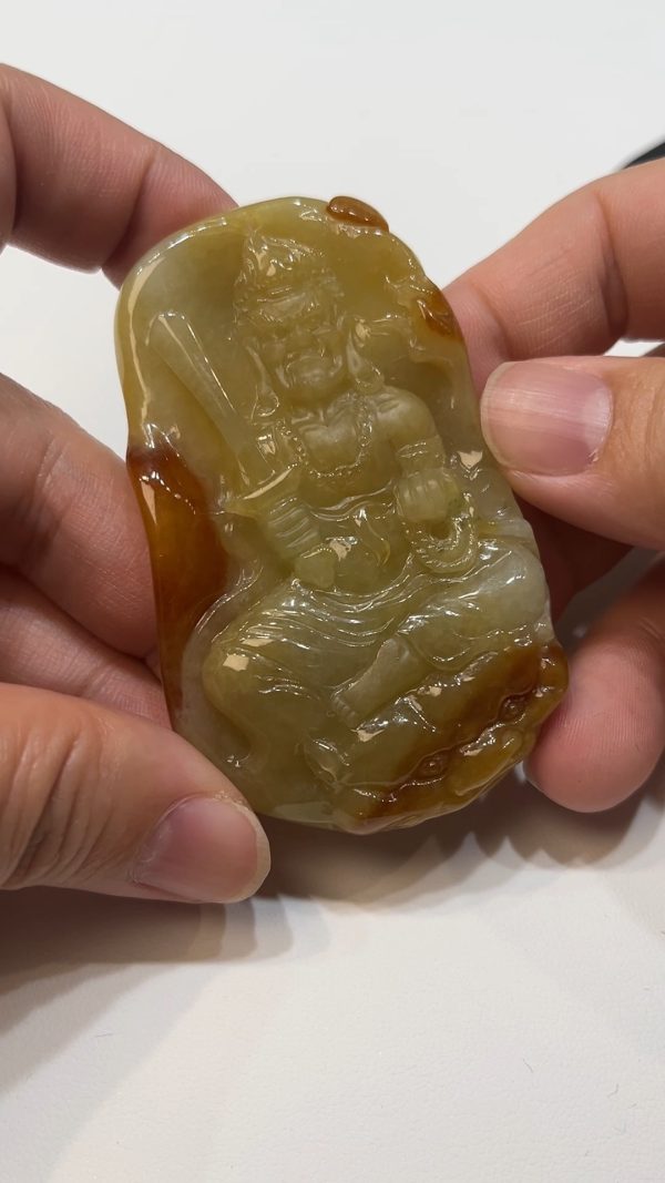 翡翠直播商品#176-黃翡不動明王不動尊菩薩翡翠吊墜 - Image 3