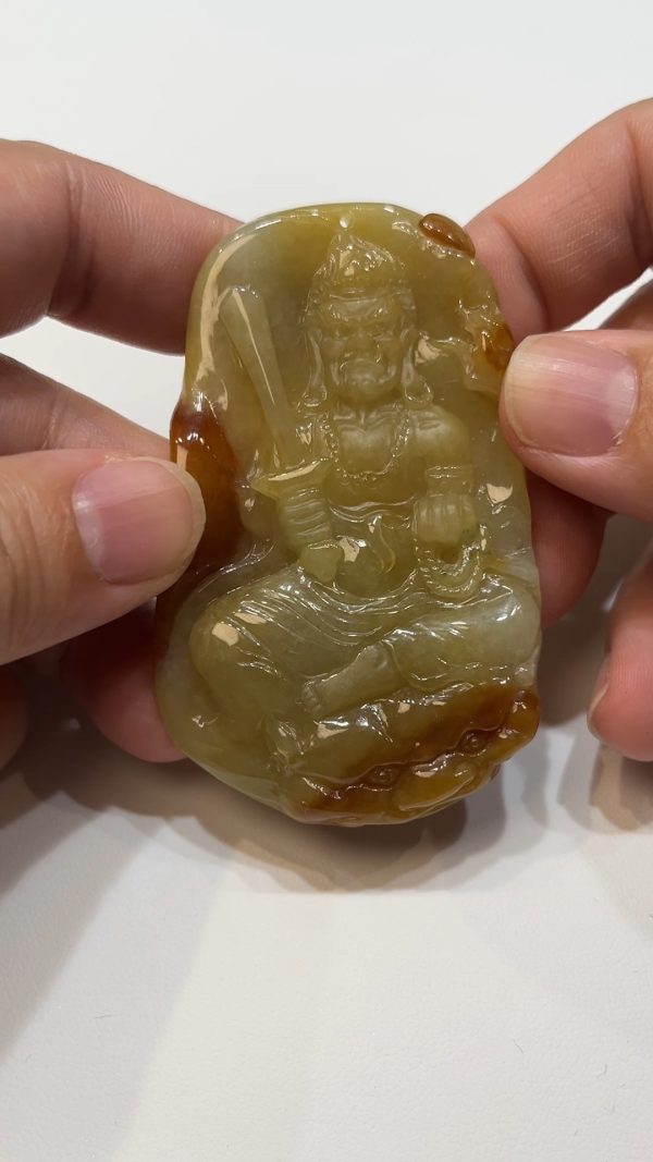 翡翠直播商品#176-黃翡不動明王不動尊菩薩翡翠吊墜 - Image 6