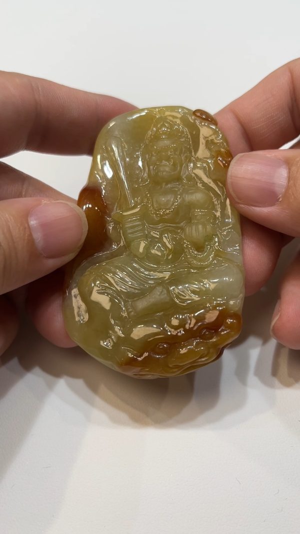 翡翠直播商品#176-黃翡不動明王不動尊菩薩翡翠吊墜 - Image 8