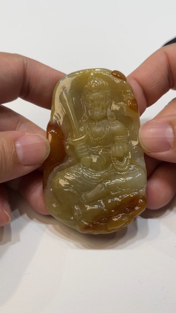 翡翠直播商品#176-黃翡不動明王不動尊菩薩翡翠吊墜 - Image 7