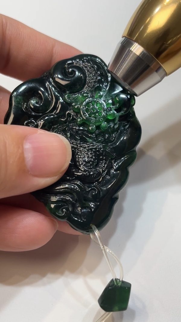 翡翠直播商品#177-特色墨翠龍牌吊墜 - Image 7