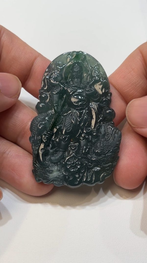 翡翠直播商品#179-藍水關公關羽武財神吊墜 - Image 5
