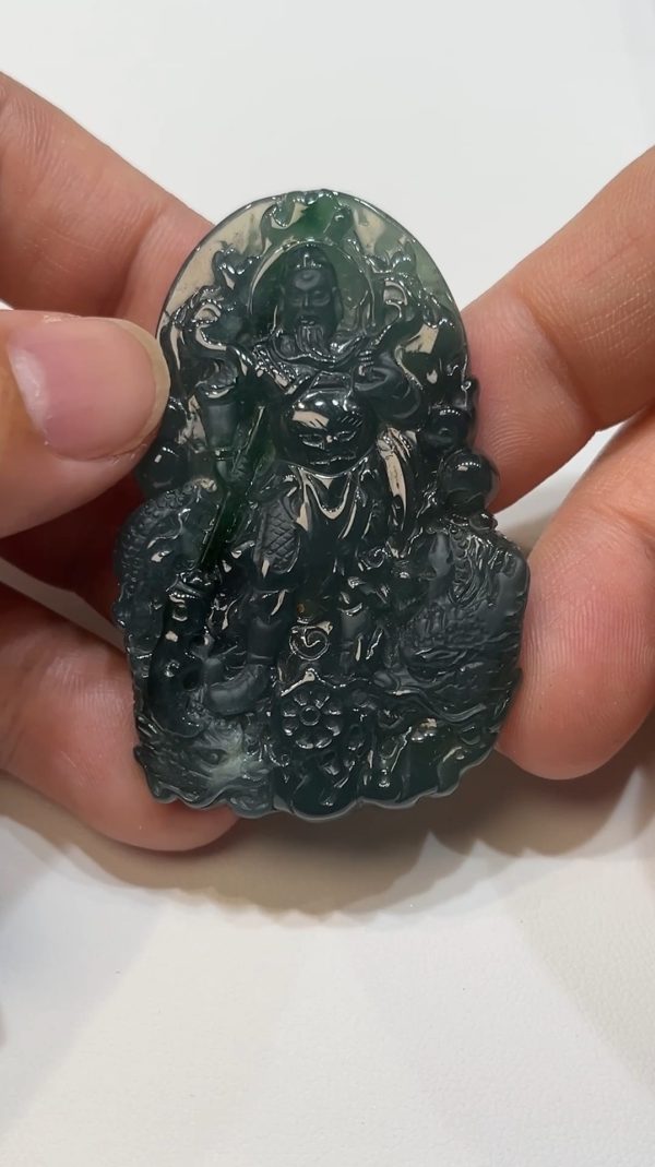 翡翠直播商品#179-藍水關公關羽武財神吊墜 - Image 6