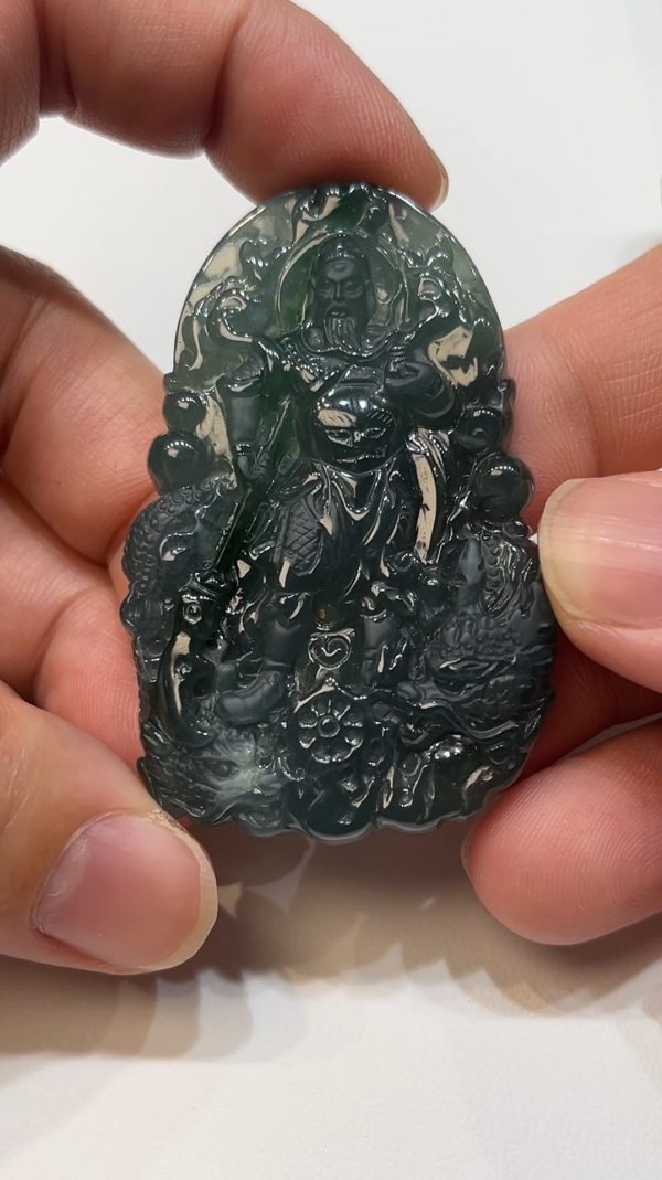 翡翠直播商品#179-藍水關公關羽武財神吊墜 - Image 7