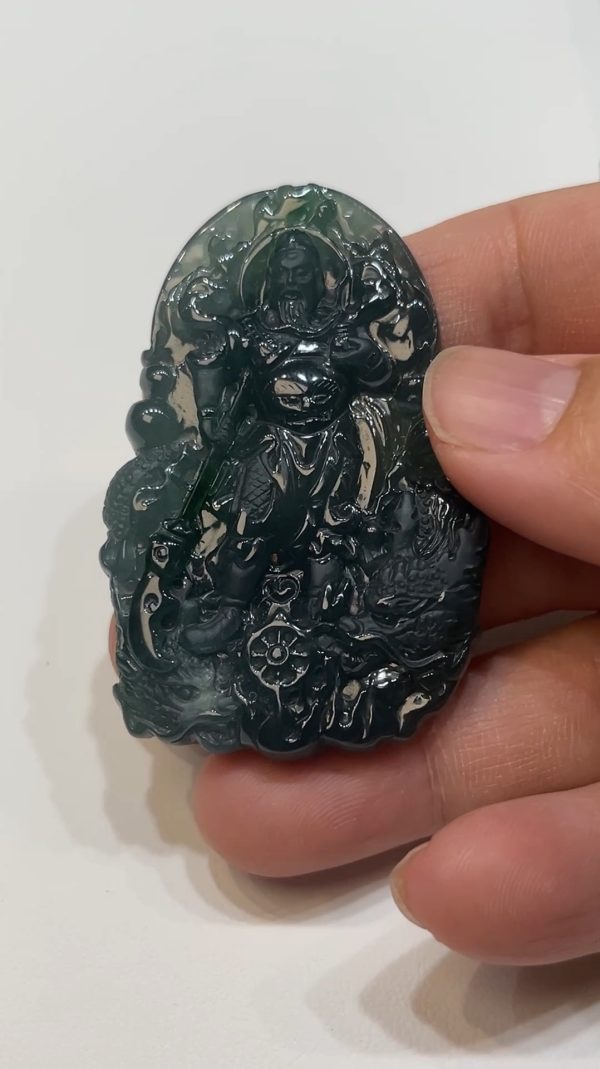 翡翠直播商品#179-藍水關公關羽武財神吊墜 - Image 9