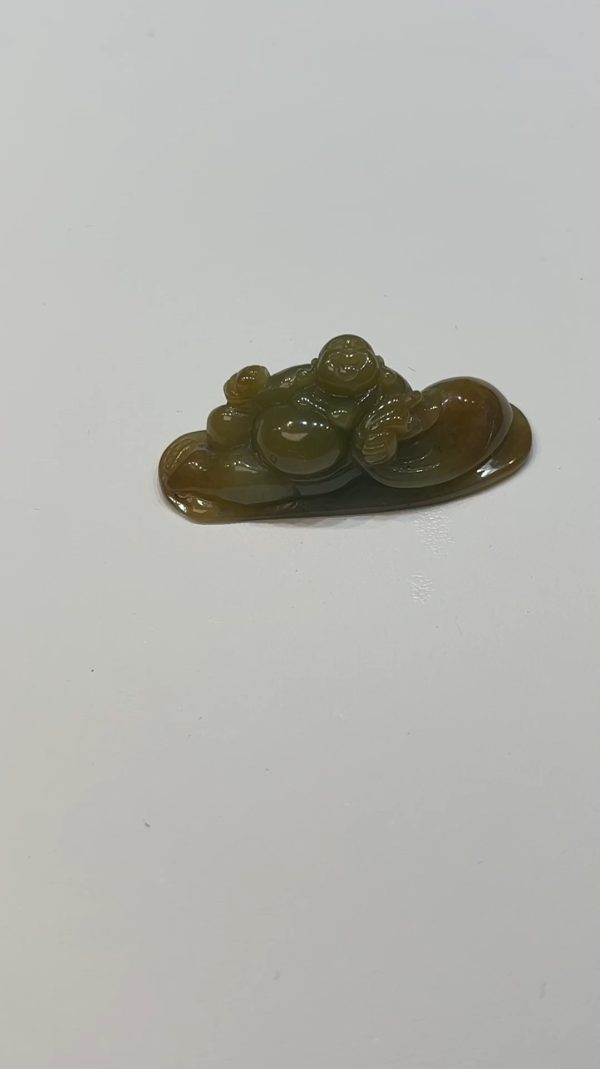 翡翠直播商品#183-黃翡布袋佛翡翠擺件