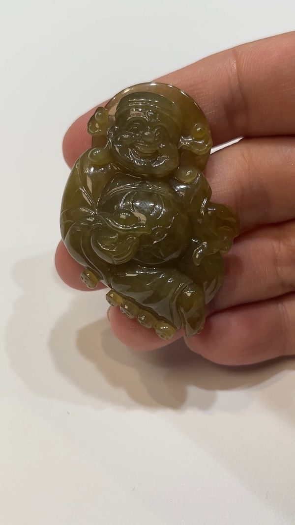 翡翠直播商品#184-黃翡財神爺翡翠吊墜 - Image 11