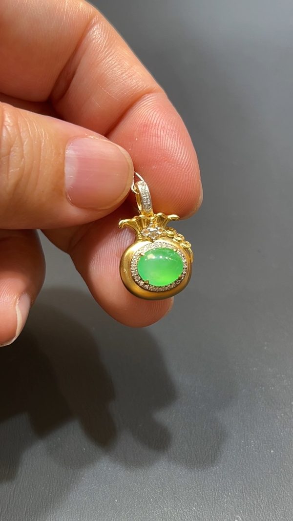 翡翠直播商品#204-18K白金鑽石錢袋福袋小挂件/吊墜 - Image 5