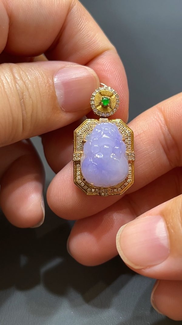 翡翠直播商品#205-18K玫瑰金鑽石鑲嵌招財貔貅吊墜 - Image 3