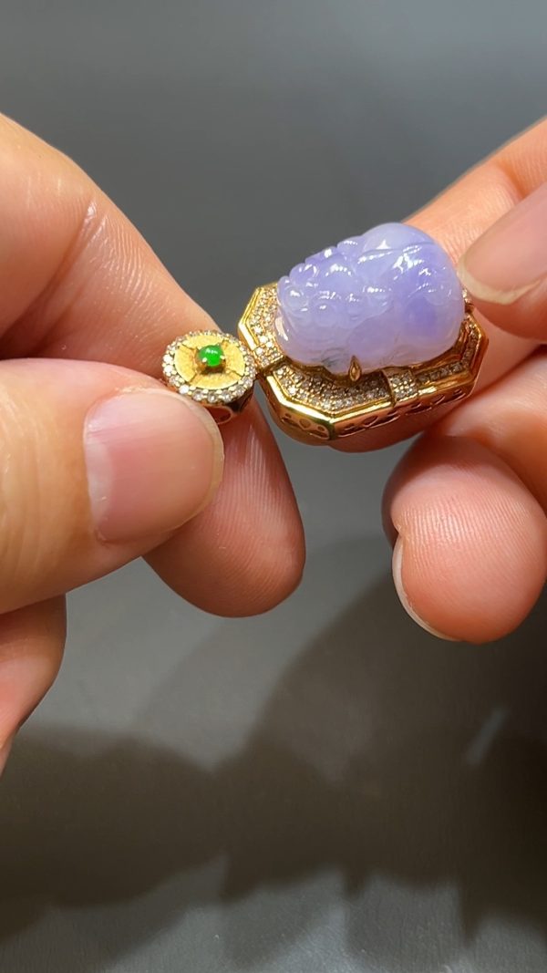 翡翠直播商品#205-18K玫瑰金鑽石鑲嵌招財貔貅吊墜 - Image 5