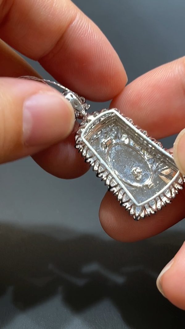 翡翠直播商品#207-18K白金鑽石鑲無事牌吊墜 - Image 8