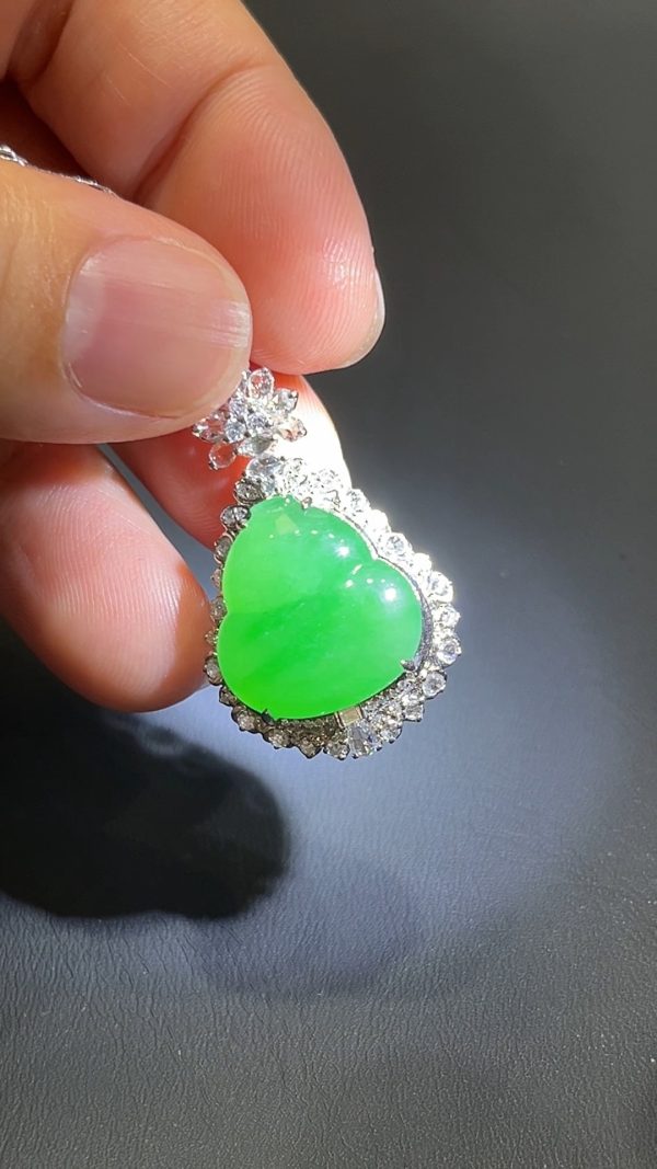 翡翠直播商品#208-18K白金鑽石鑲葫蘆吊墜 - Image 9