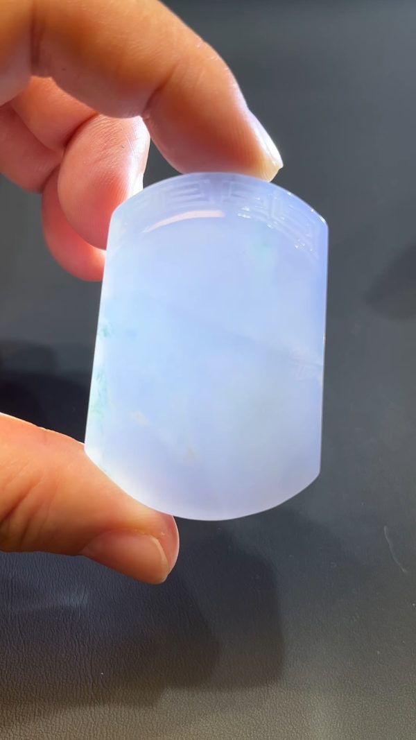 翡翠直播商品#222-紫羅蘭仿古無事牌翡翠吊墜 - Image 4