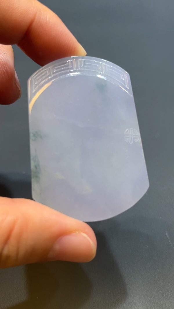 翡翠直播商品#222-紫羅蘭仿古無事牌翡翠吊墜 - Image 7
