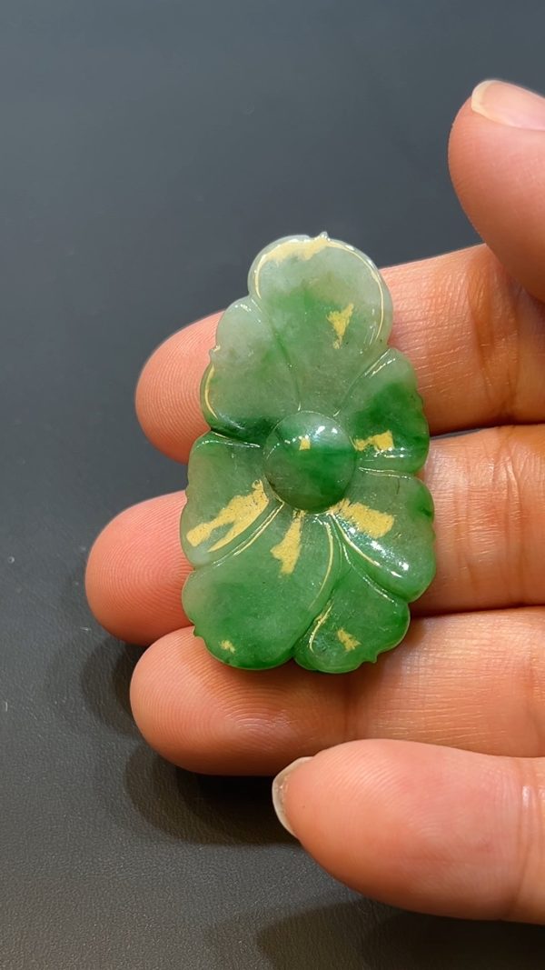 翡翠直播商品#224-滿綠蓮花翡翠吊墜 - Image 7