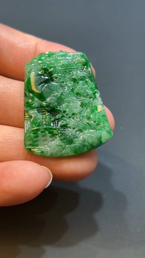 翡翠直播商品#225-滿綠山水牌翡翠吊墜 - Image 2