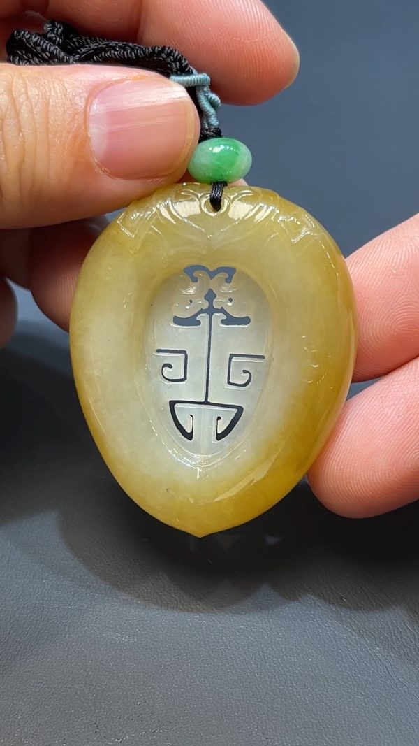 翡翠直播商品#227-黃翡仿古龍吊墜 - Image 4