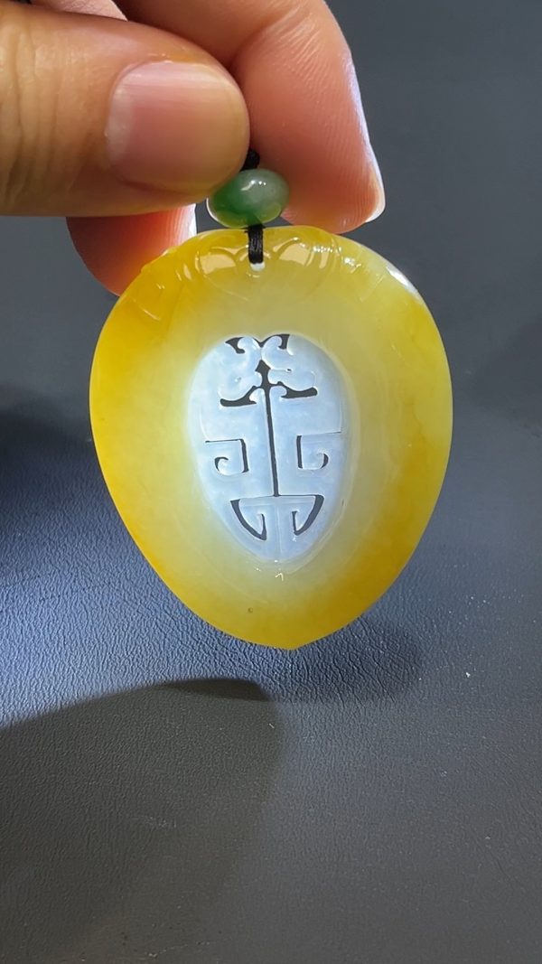 翡翠直播商品#227-黃翡仿古龍吊墜 - Image 6