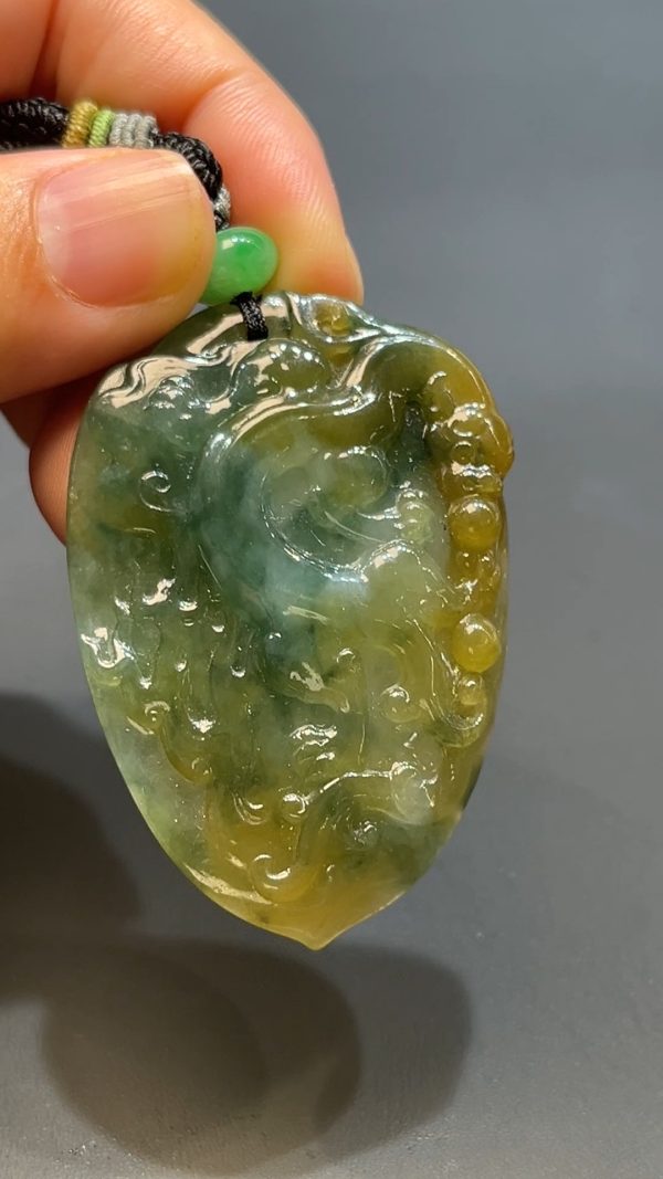 翡翠玉器天然A級翡翠雙彩仿古吊墜 翡翠直播#245