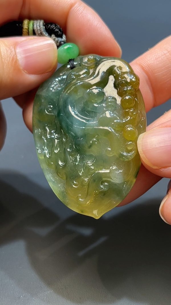 翡翠玉器天然A級翡翠雙彩仿古吊墜 翡翠直播#245 - Image 3