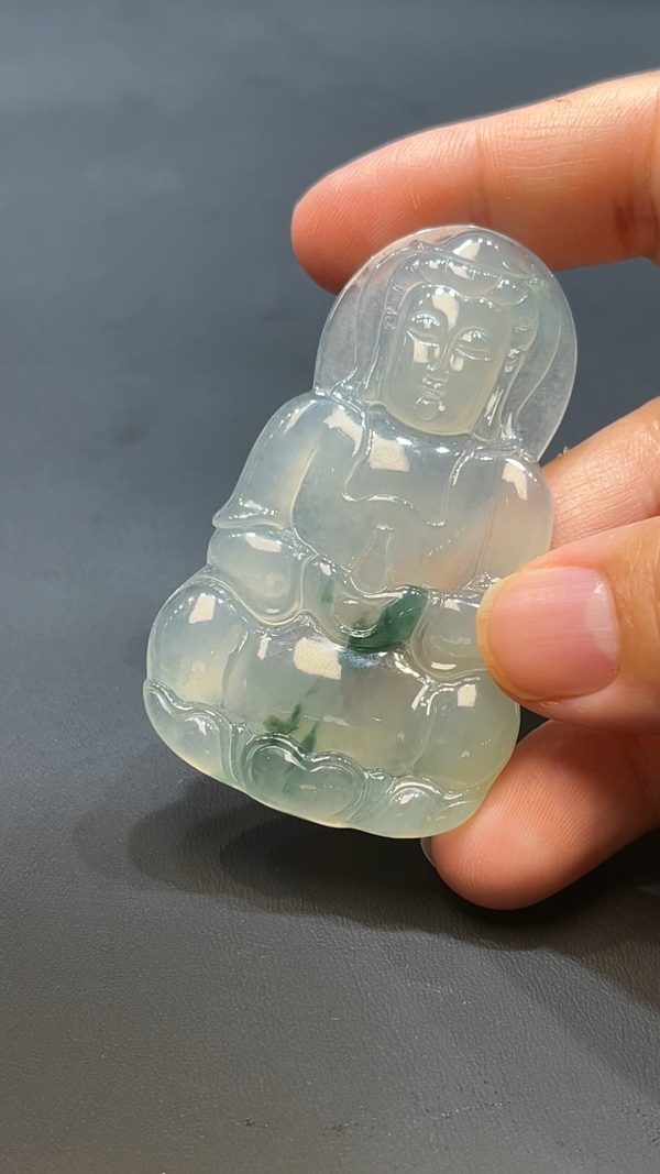 翡翠玉器天然A級翡翠觀音吊墜 翡翠直播#249 - Image 3