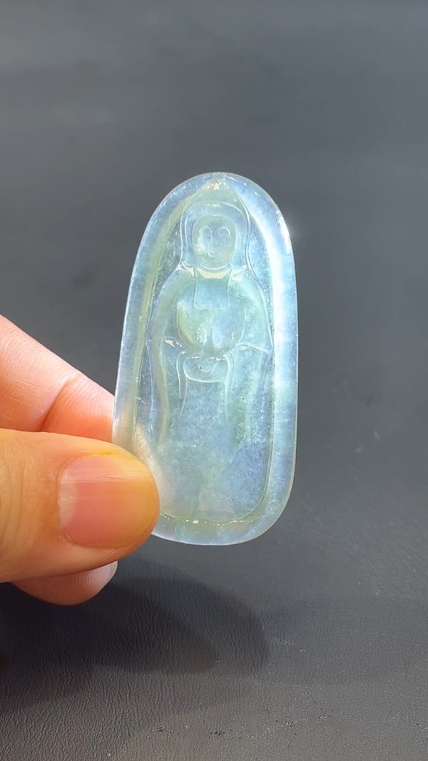 翡翠玉器天然A級翡翠站觀音吊墜 翡翠直播#250 - Image 2