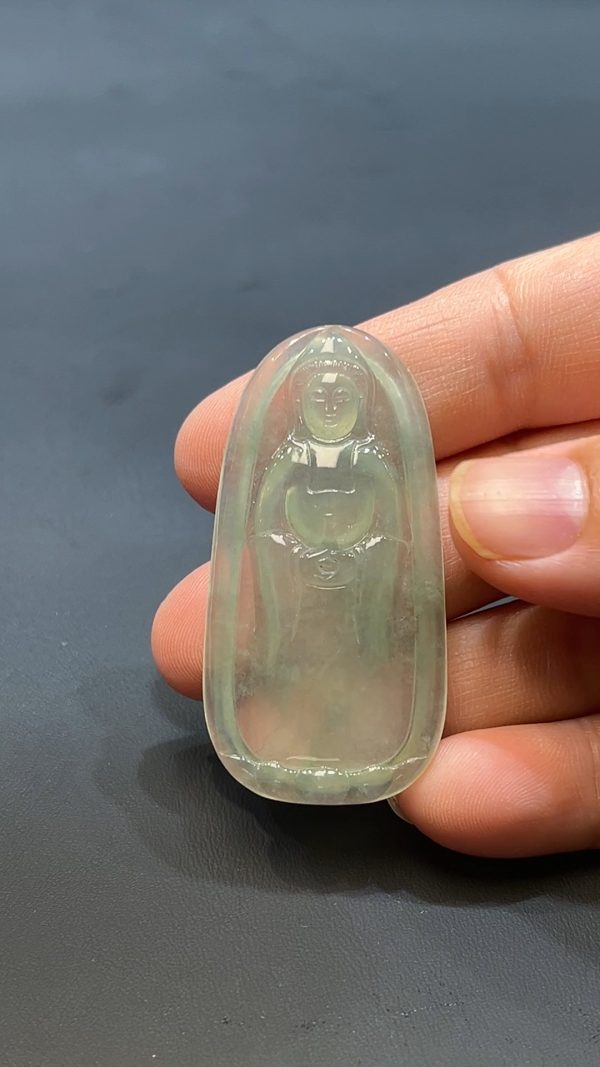 翡翠玉器天然A級翡翠站觀音吊墜 翡翠直播#250 - Image 3