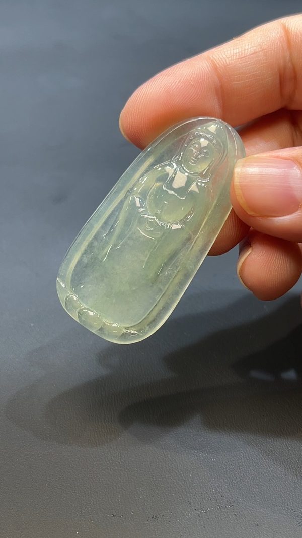 翡翠玉器天然A級翡翠站觀音吊墜 翡翠直播#250 - Image 4