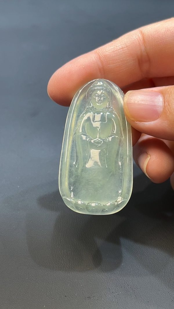 翡翠玉器天然A級翡翠站觀音吊墜 翡翠直播#250 - Image 5
