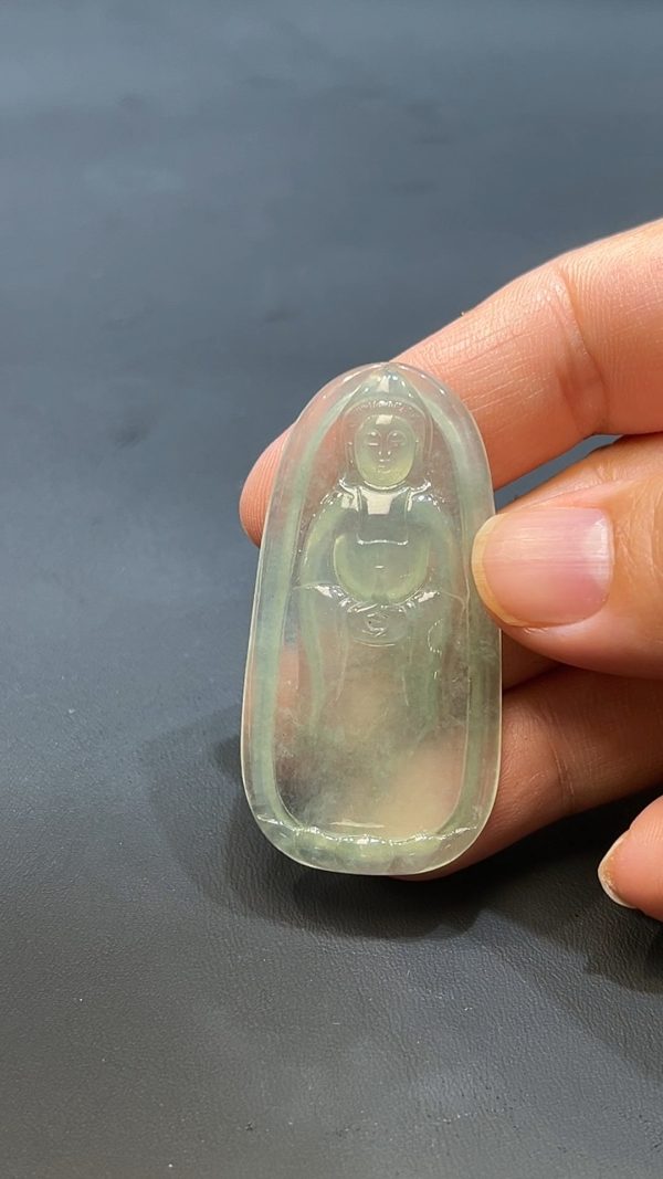 翡翠玉器天然A級翡翠站觀音吊墜 翡翠直播#250 - Image 6
