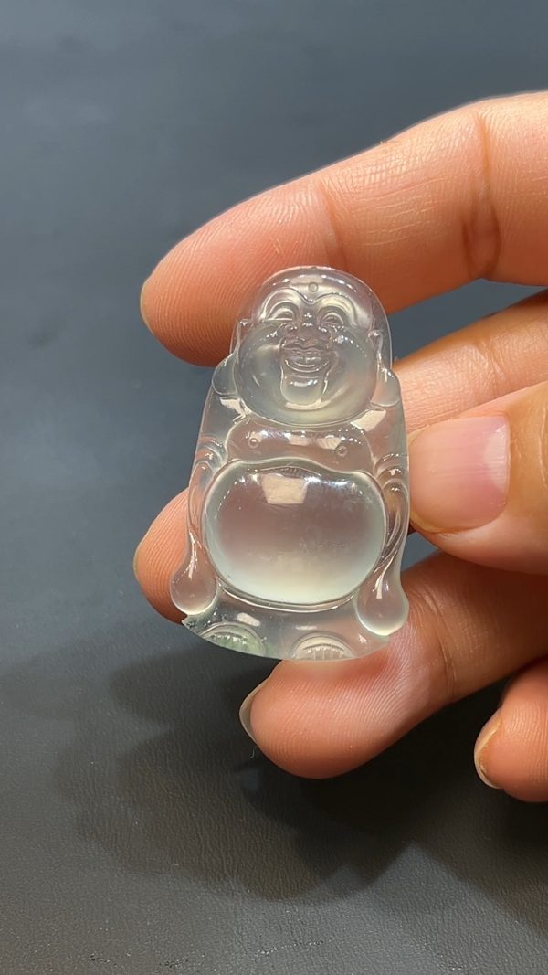 翡翠玉器天然A級翡翠彌勒佛站佛公吊墜 翡翠直播#255 - Image 3